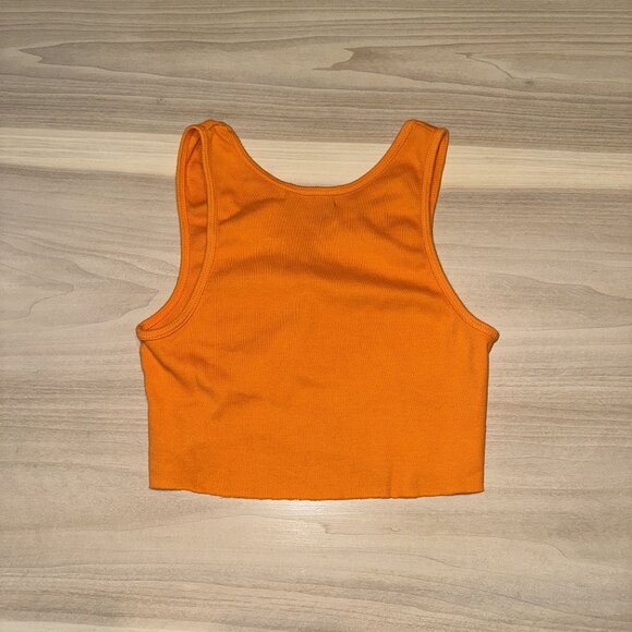 Akire Sport Orange Ribbed Knit Scoop Neck Crop Tank Top Women's S - Picture 6 of 6
